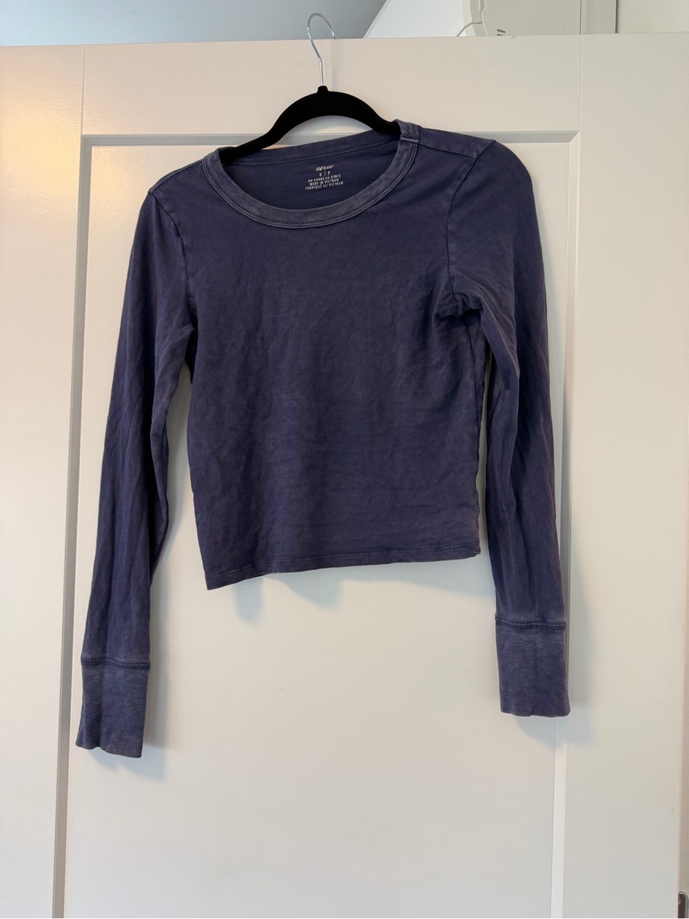 aerie Long-Sleeve Crop Tee - Deep Navy